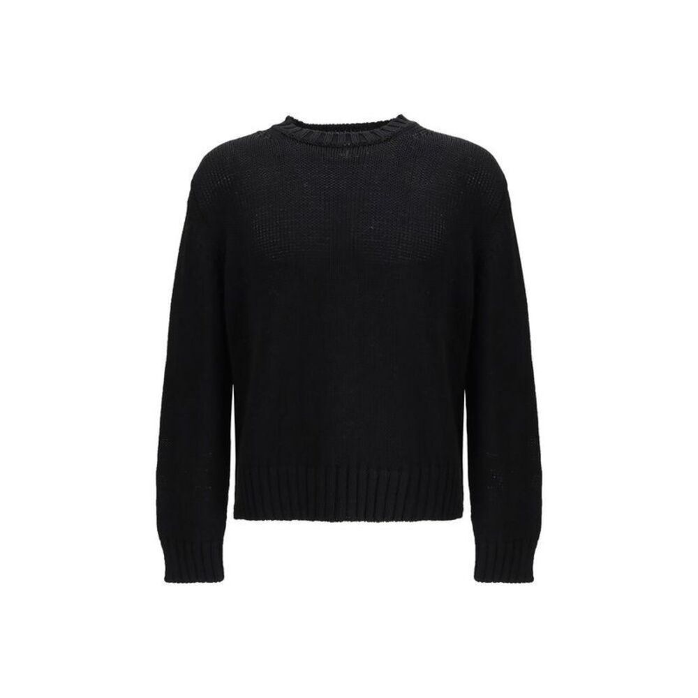 Sunflower Cotton Crewneck Sweatshirt with Ribbed Cuffs Men Black Sweaters